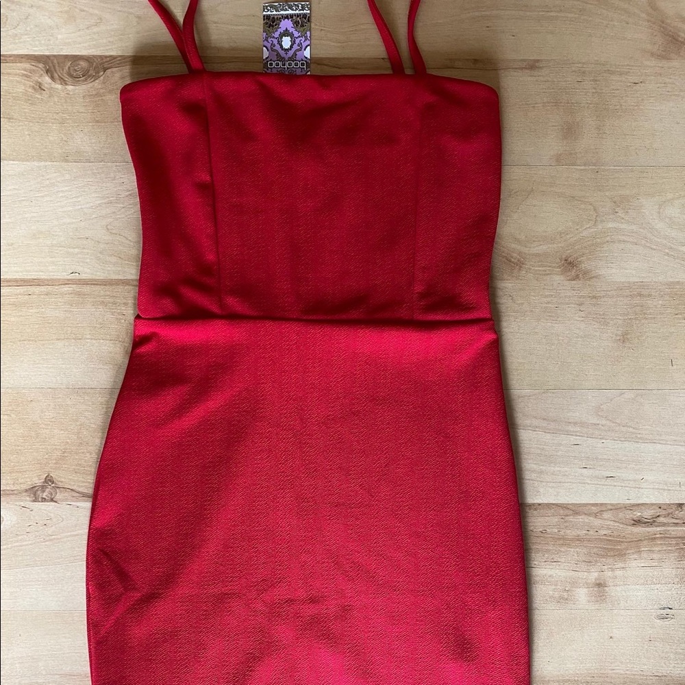 Boohoo red tight dress